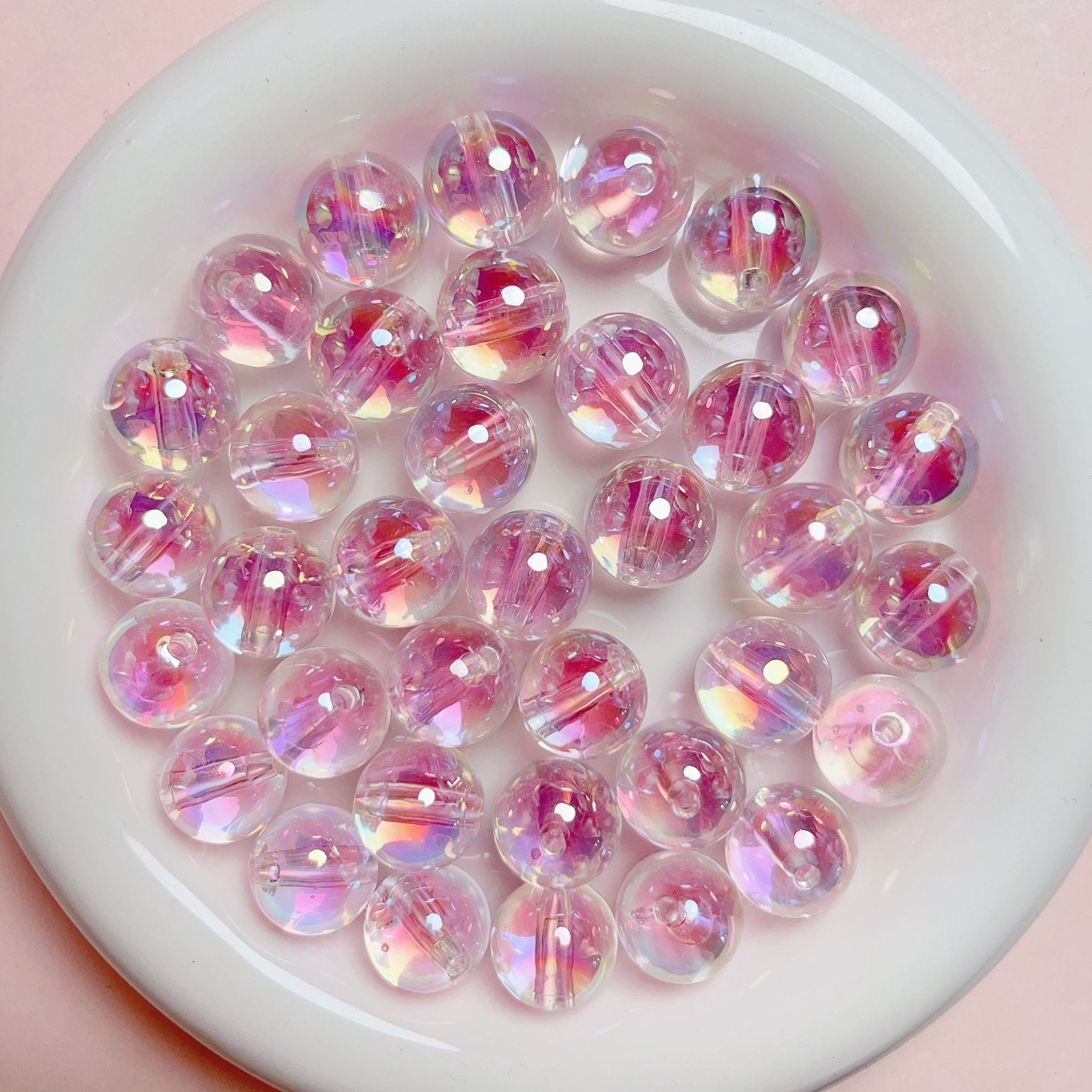 Wholesale 10pcs 16mm UV transparent sugar core round beads straight hole beads